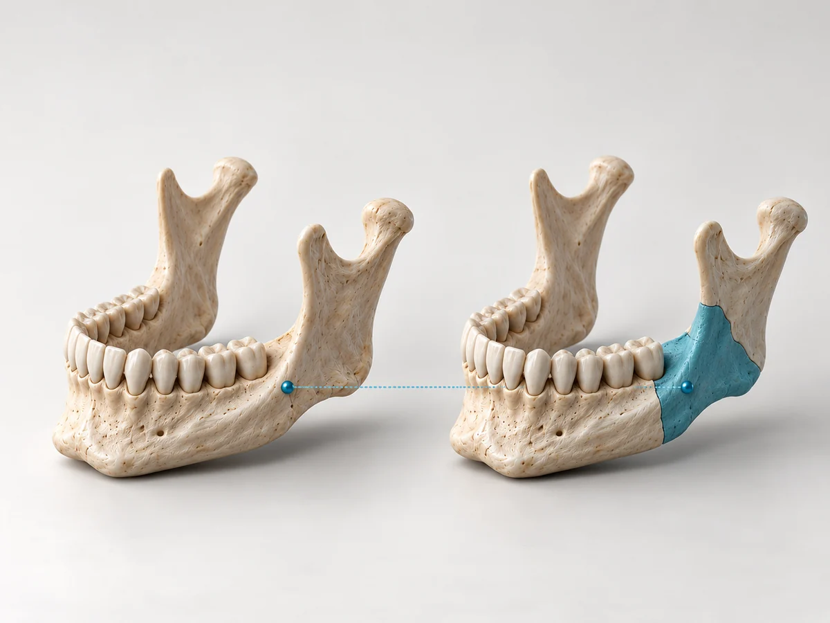 Two mandibles compared, one segment highlighted
