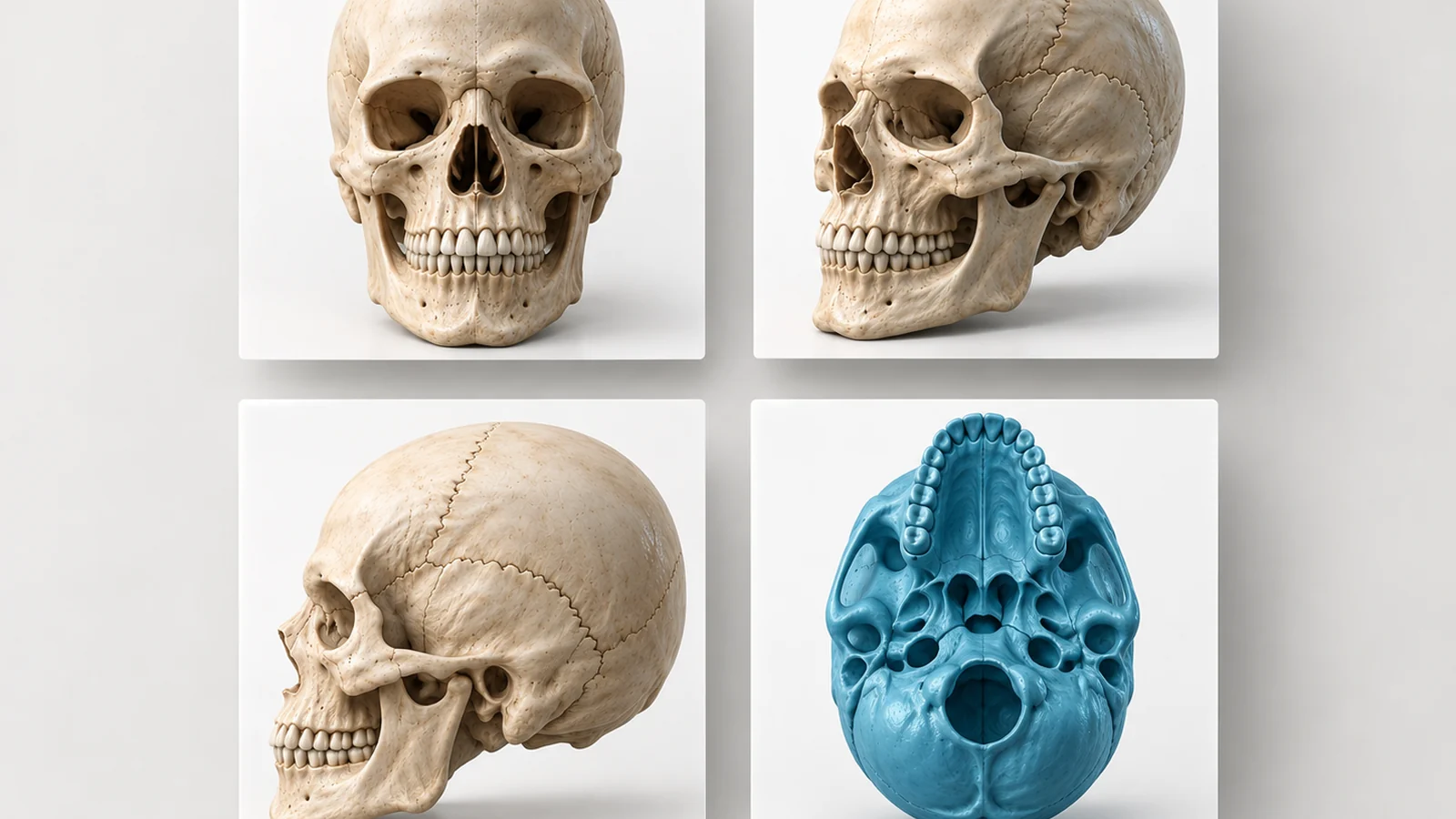 Skull figure panels arranged as a journal plate